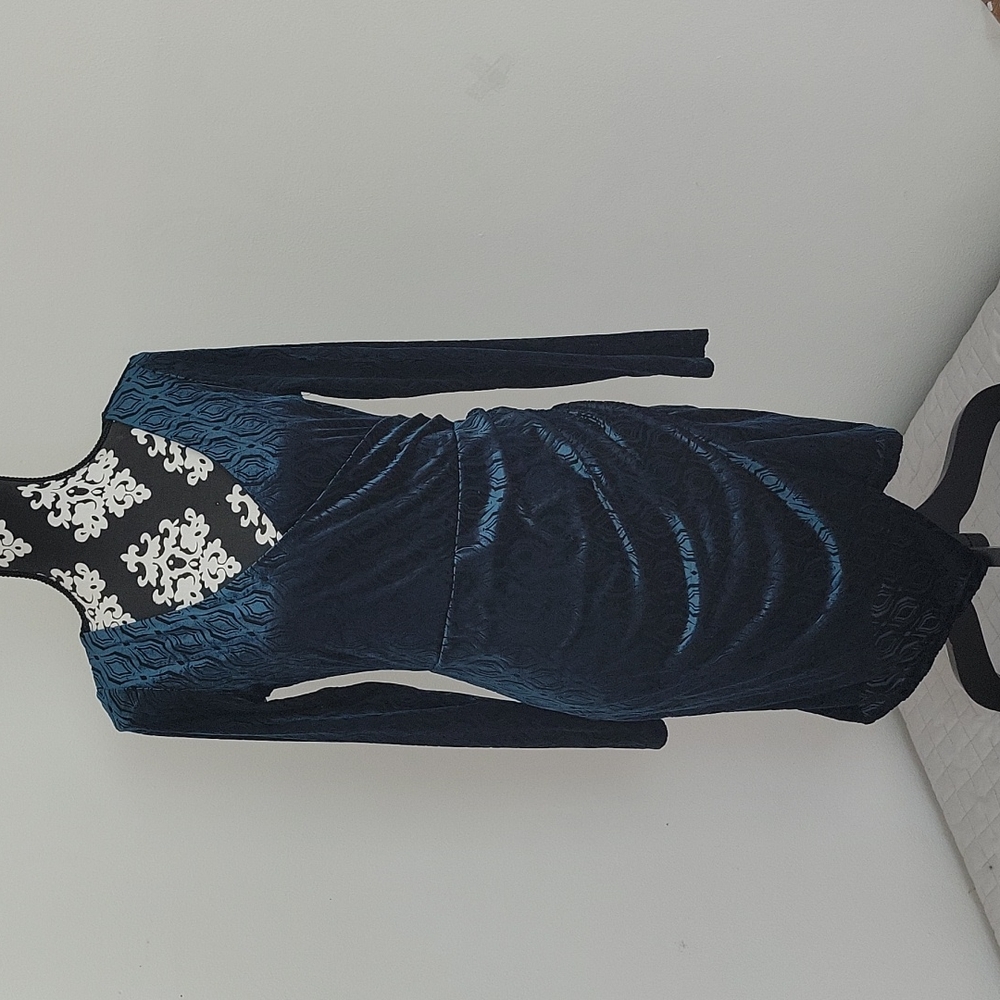 Altar'd State Dark Teal & Black Velvet dress, Size L